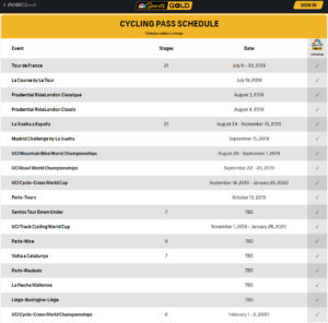 NBC Sports Gold - Cycling Pass Schedule